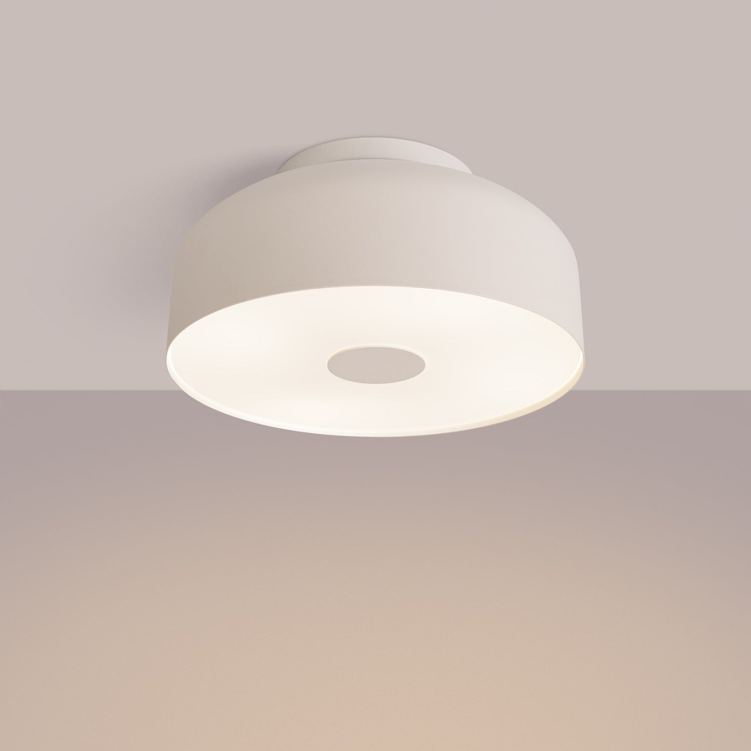 Plafonnier Omiq métal beige E27 allumé