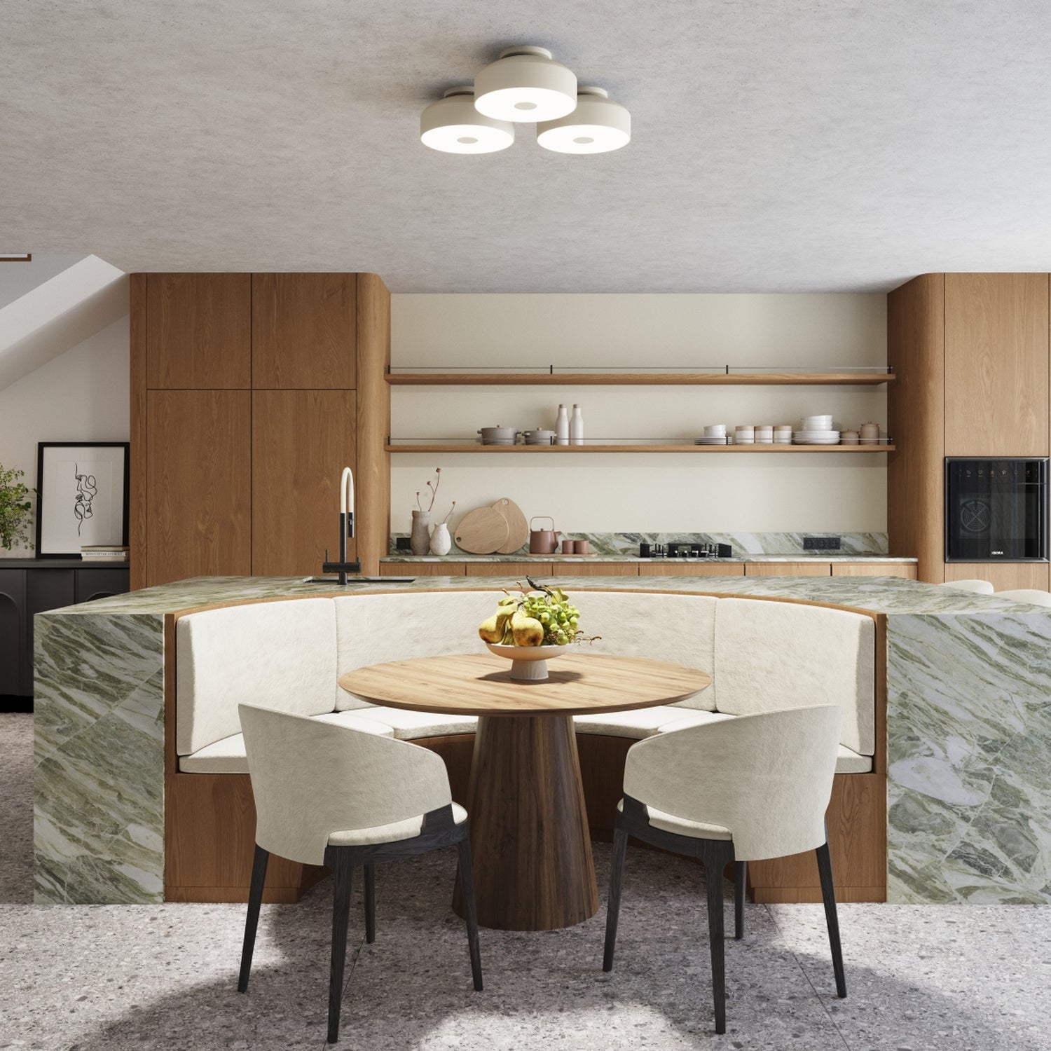 Plafonnier Omiq métal beige E27, ambiance chaleureuse