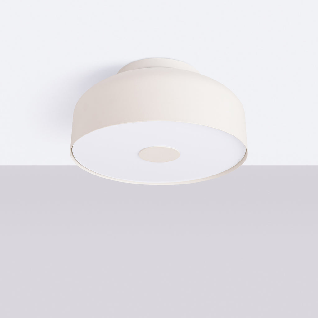 Plafonnier Omiq métal beige E27 de profil