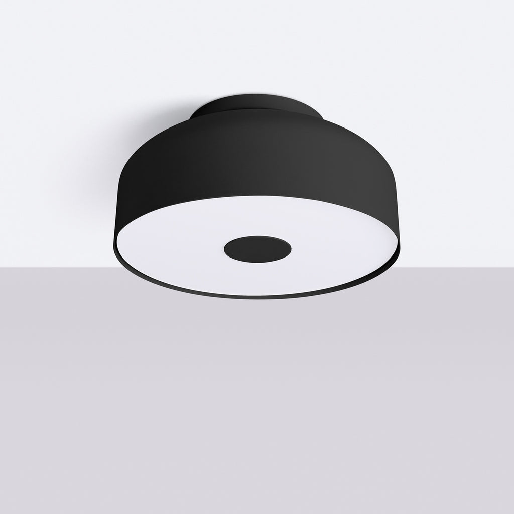 Plafonnier Omiq métal noir E27 de profil