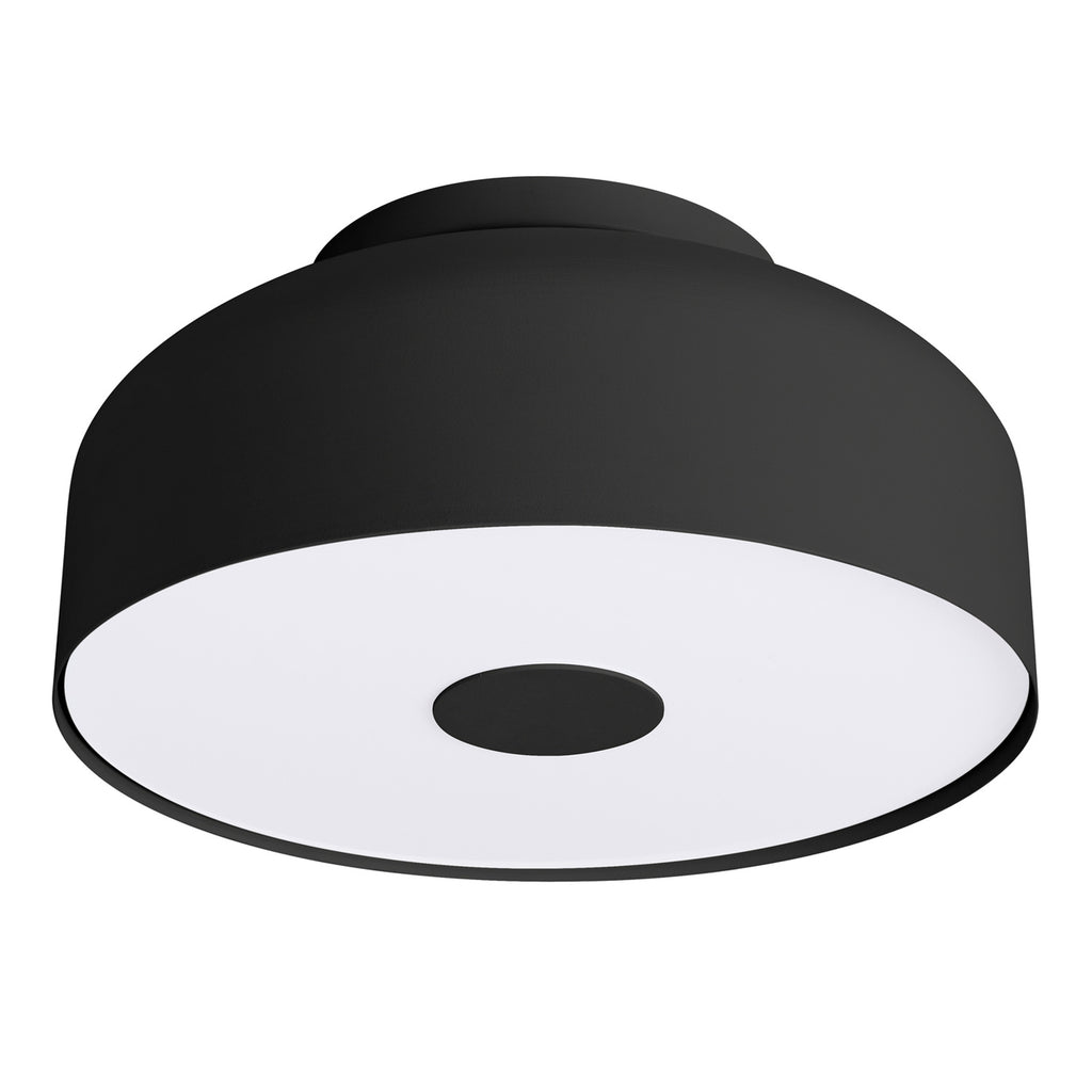 Plafonnier Omiq métal noir E27, large dôme d'acier arrondi