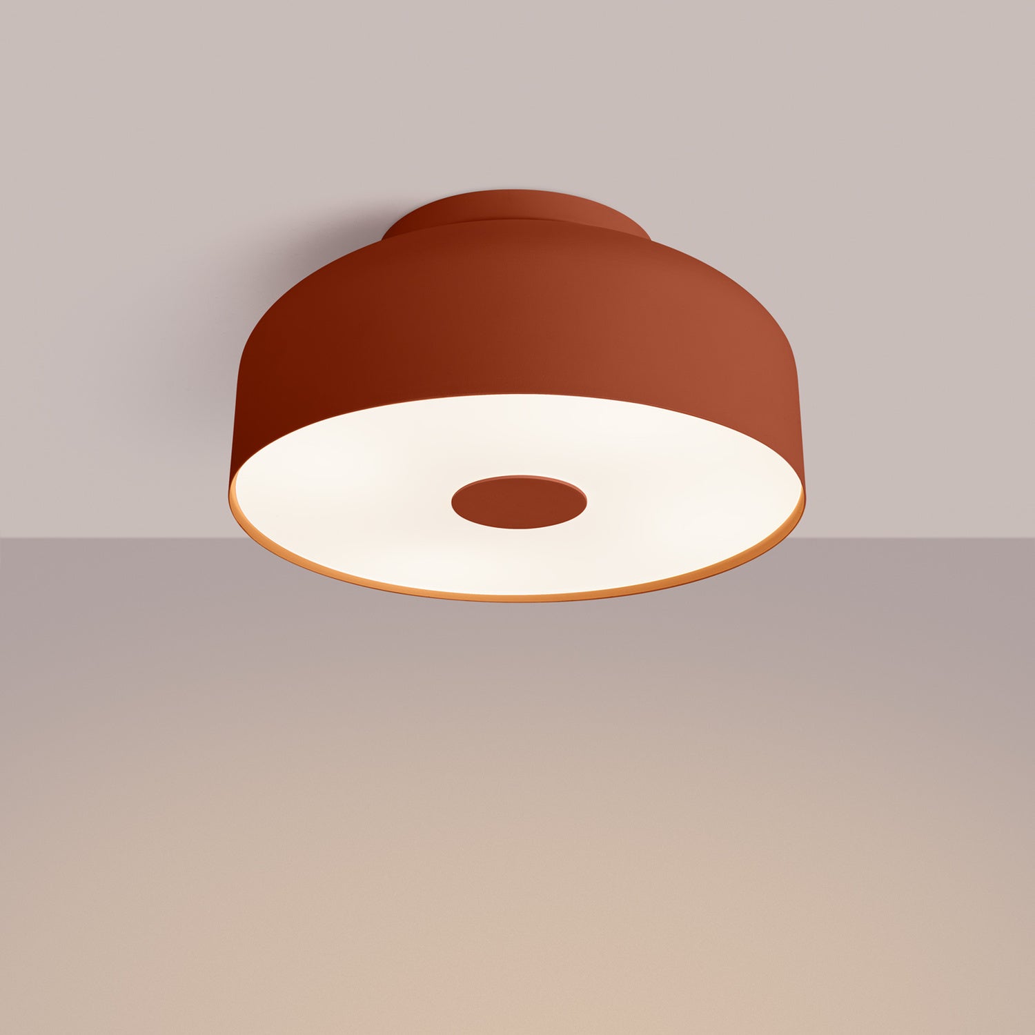 Plafonnier Omiq métal rouge ocre E27 allumé