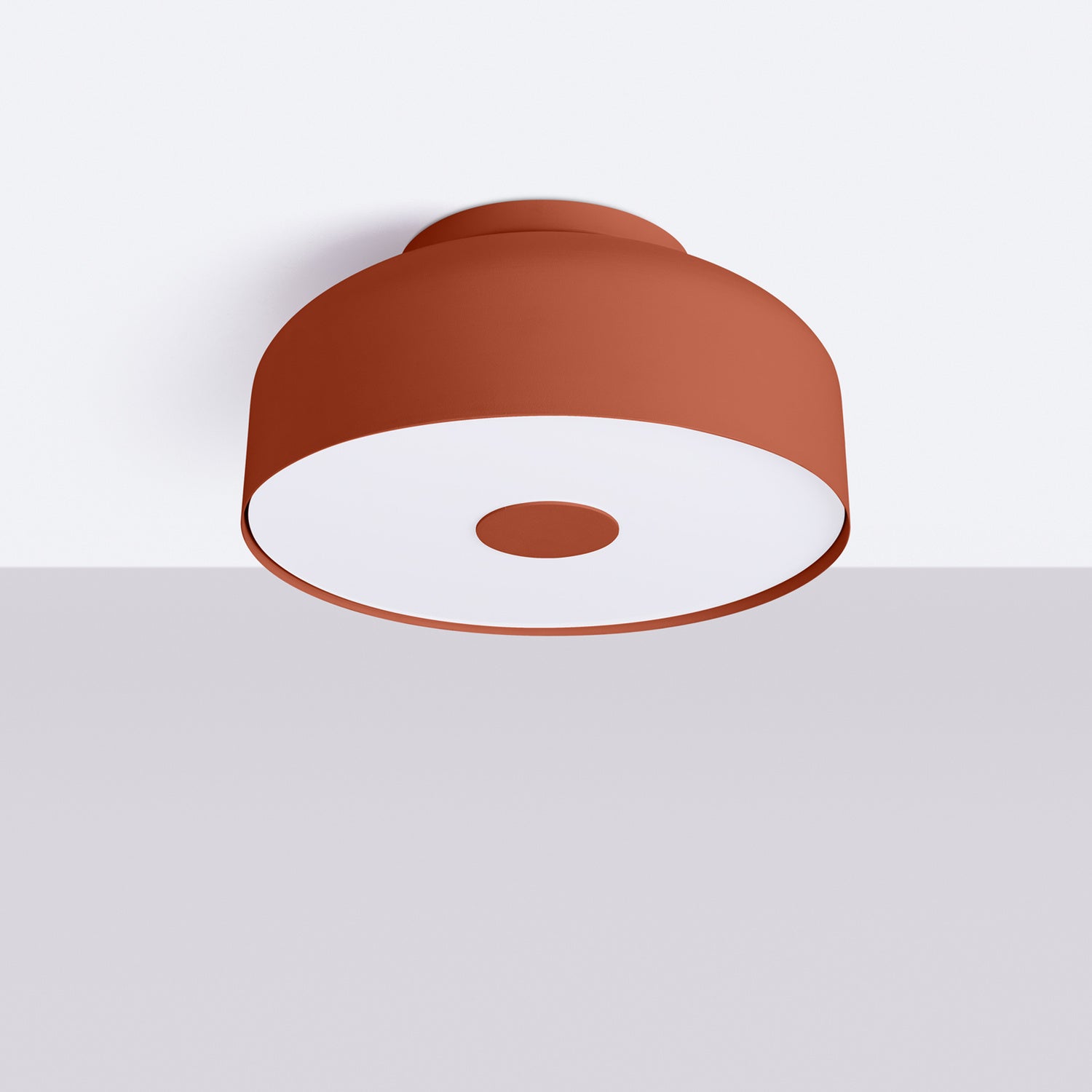 Plafonnier Omiq métal rouge ocre E27 de profil