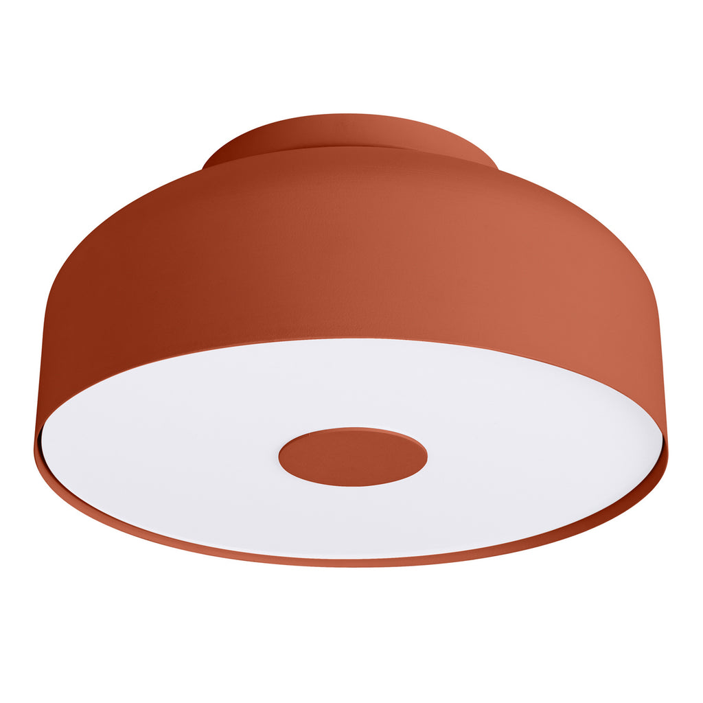 Plafonnier Omiq métal rouge ocre E27, large dôme d'acier arrondi