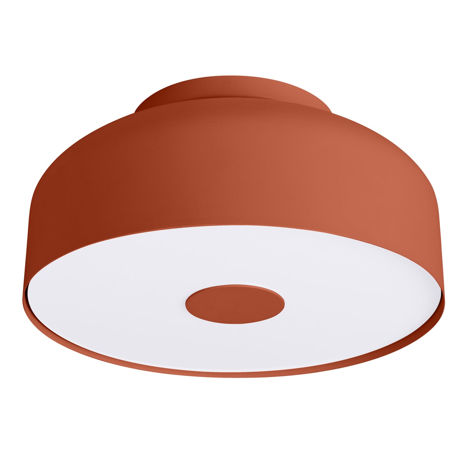 Plafonnier Omiq métal rouge ocre E27, large dôme d'acier arrondi