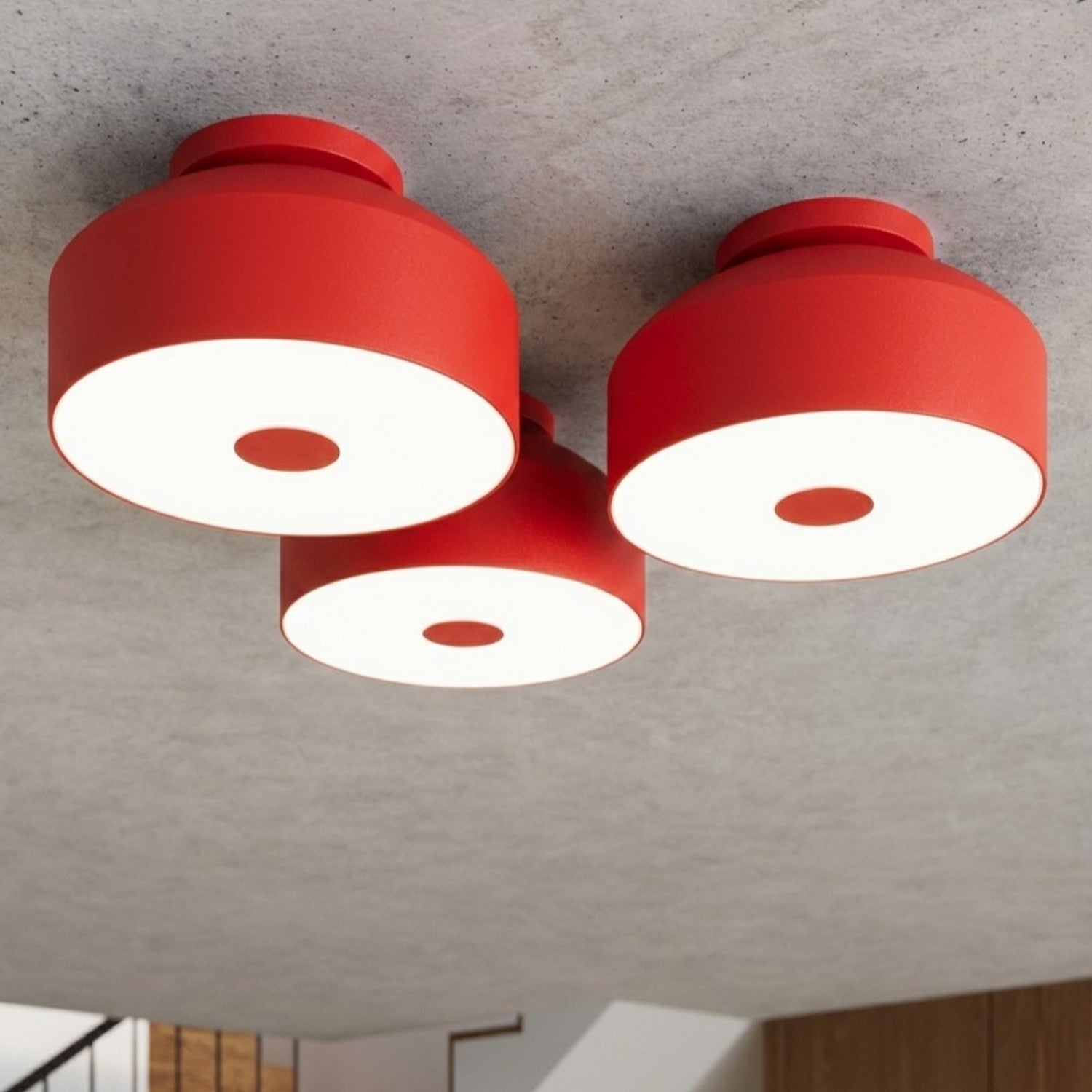 Plafonnier Omiq métal rouge E27, vue 15