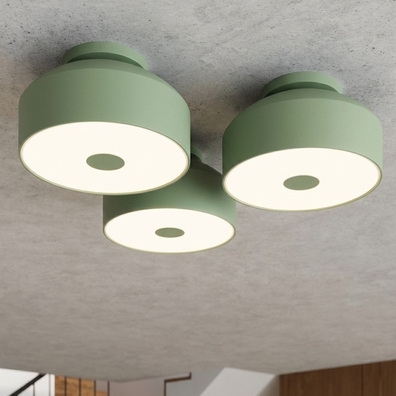 Plafonnier Omiq métal vert sauge E27, vue 15