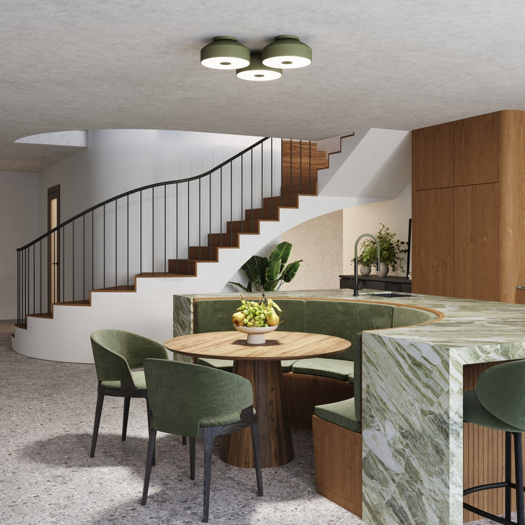 Plafonnier Omiq métal vert olive E27 en ambiance