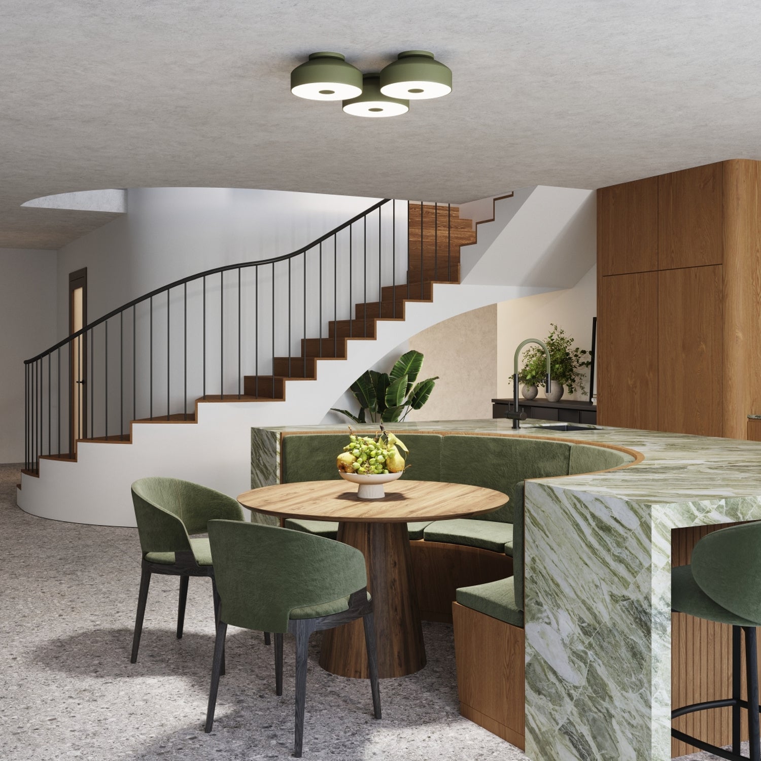 Plafonnier Omiq métal vert olive E27 en ambiance