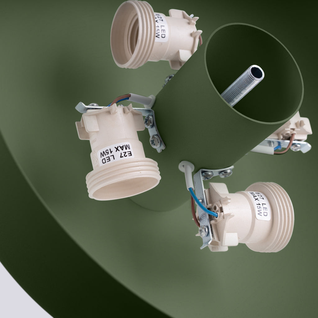 Plafonnier Omiq métal vert olive E27, détail de la structure
