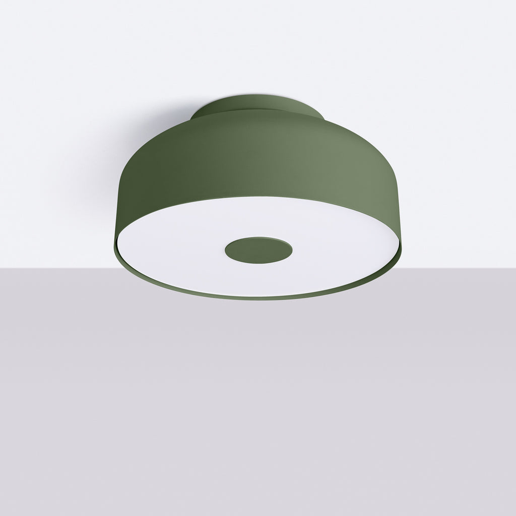 Plafonnier Omiq métal vert olive E27 de profil