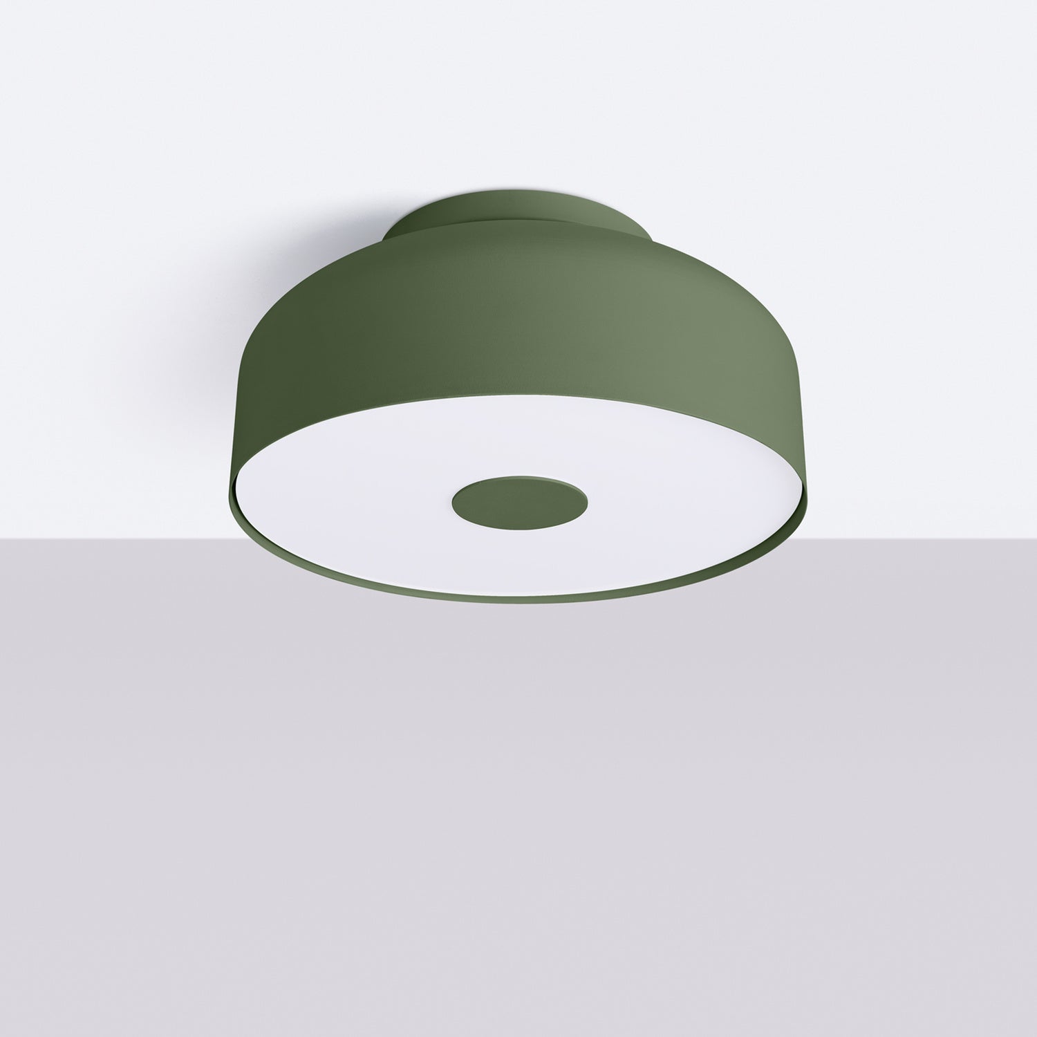 Plafonnier Omiq métal vert olive E27 de profil