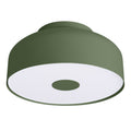 Plafonnier Omiq métal vert olive E27, large dôme d'acier arrondi