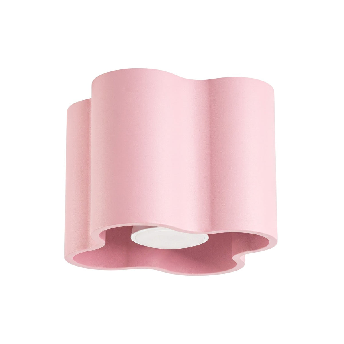 Plafonnier ondulé Ovio laque rose vu de trois quarts sur fond blanc