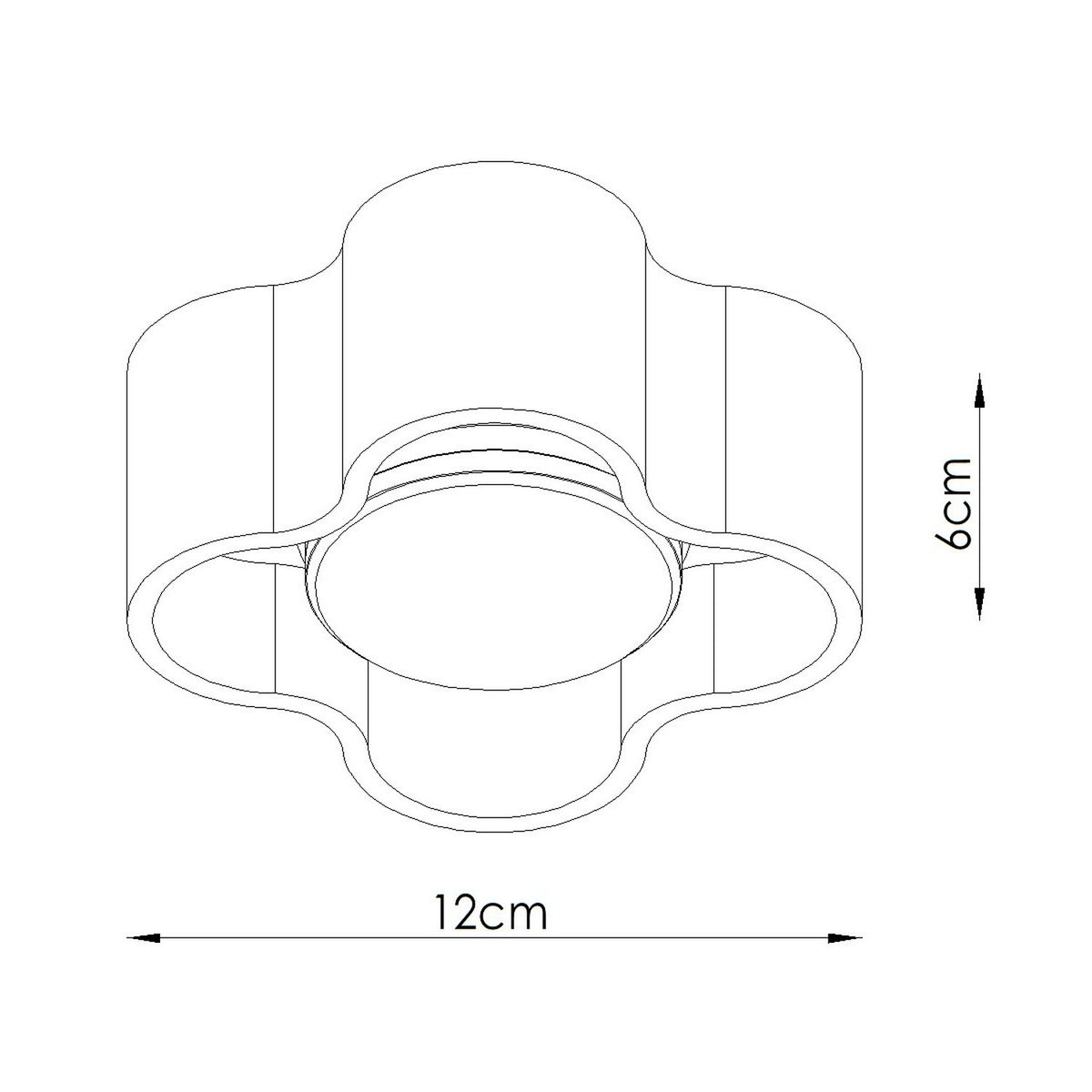 Croquis coté du plafonnier Ovio 1 largeur 12 cm hauteur 6 cm