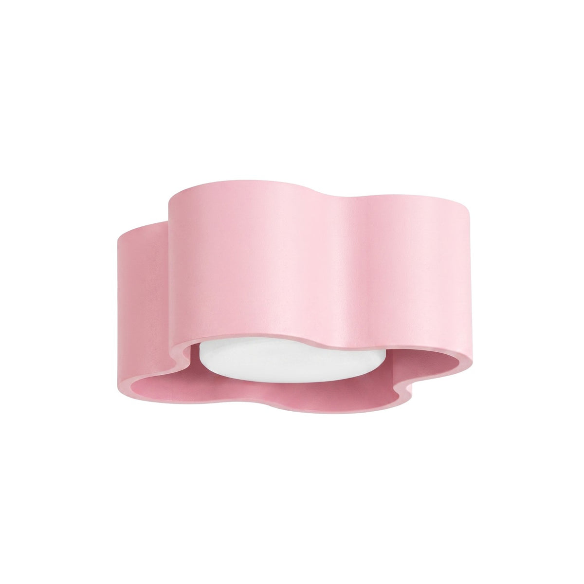 Plafonnier ondulé Ovio laque rose vu de trois quarts sur fond blanc