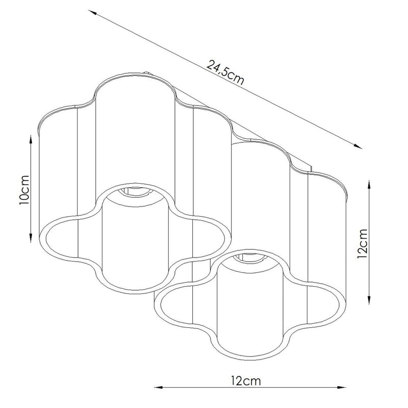 Dimensions Plafón ondulado Ovio 2 de aluminio 24,5 cm GU10