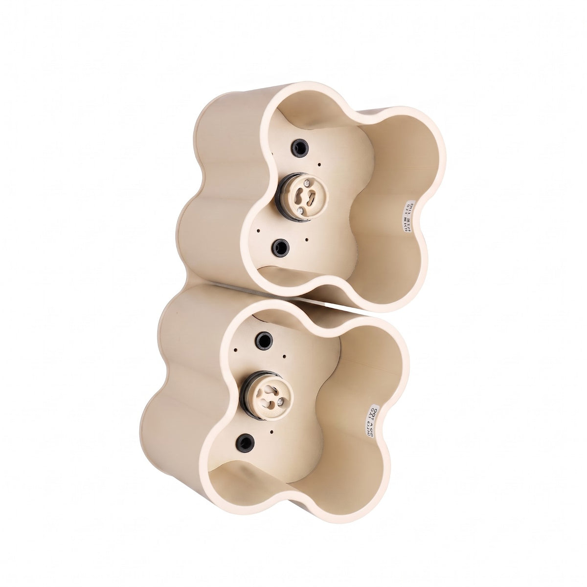 Plafonnier Ovio 2 laque beige vu de dessous avec ses deux douilles GU10