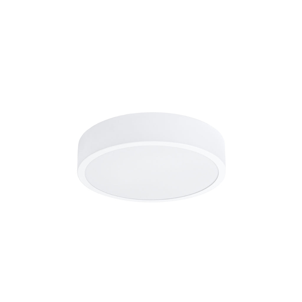 Plafonnier Onyx 30 LED rond aluminium blanc, plafonnier rond plat en aluminium blanc à face diffusante blanche