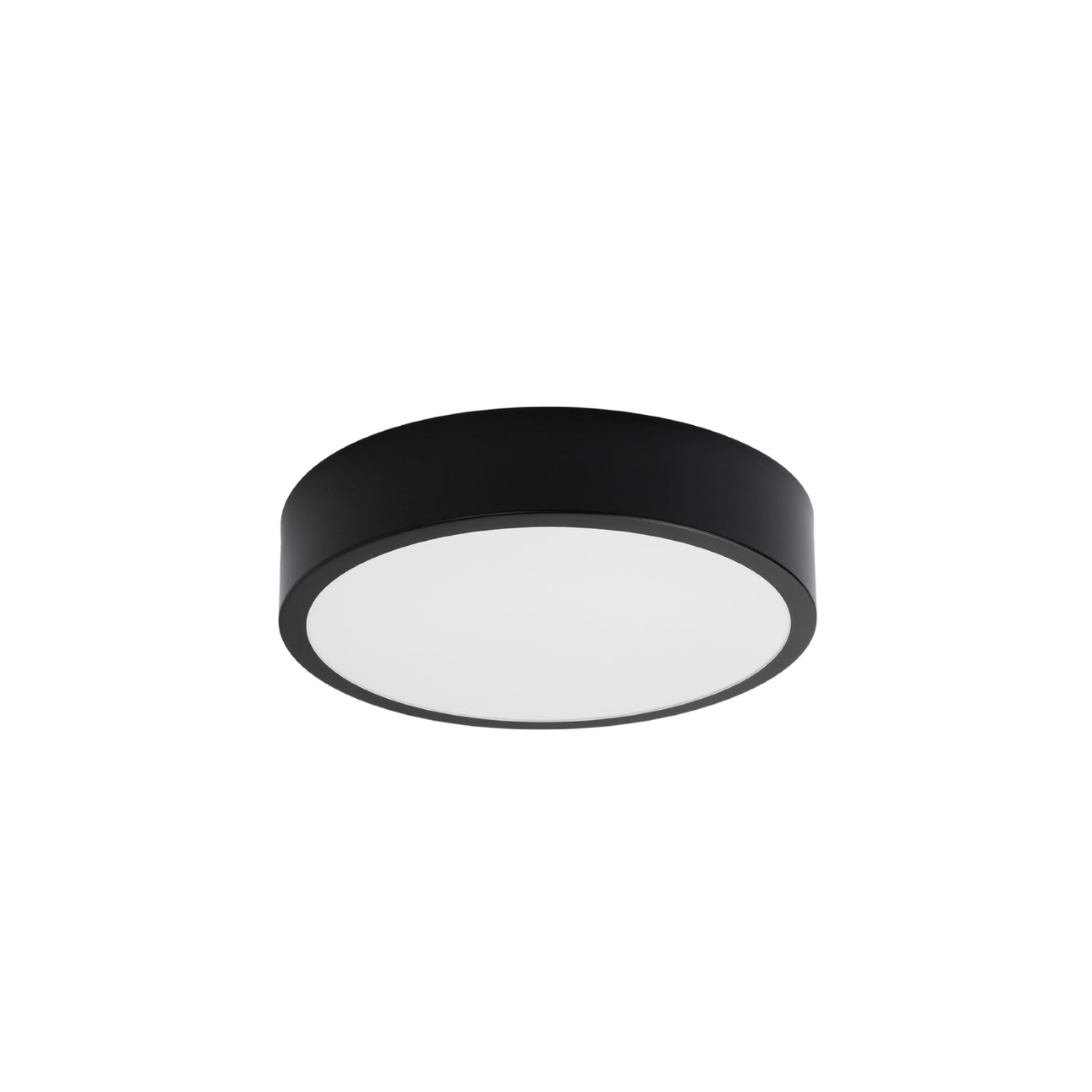 Plafonnier Onyx 30 LED rond aluminium noir, plafonnier rond plat en aluminium noir à face diffusante blanche