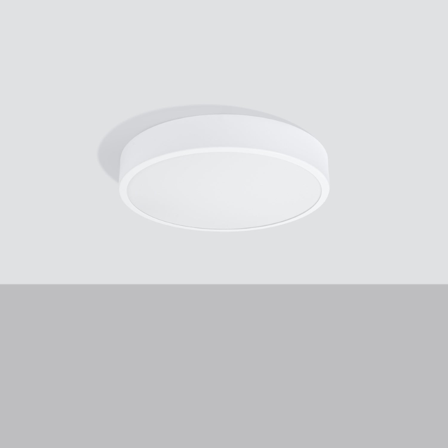 Plafonnier Onyx 40 LED rond aluminium blanc de profil, 6 cm d'épaisseur