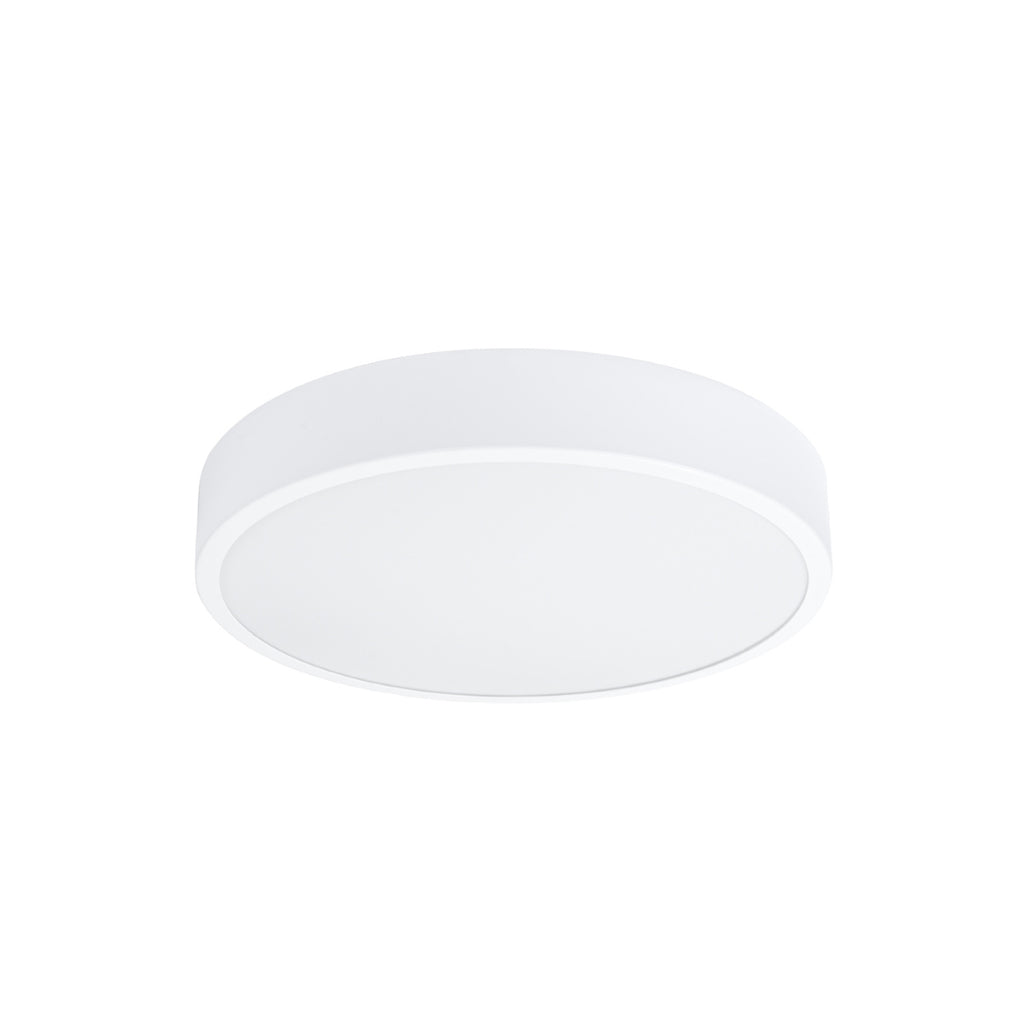 Plafonnier Onyx 40 LED rond aluminium blanc, plafonnier rond plat en aluminium blanc à face diffusante blanche