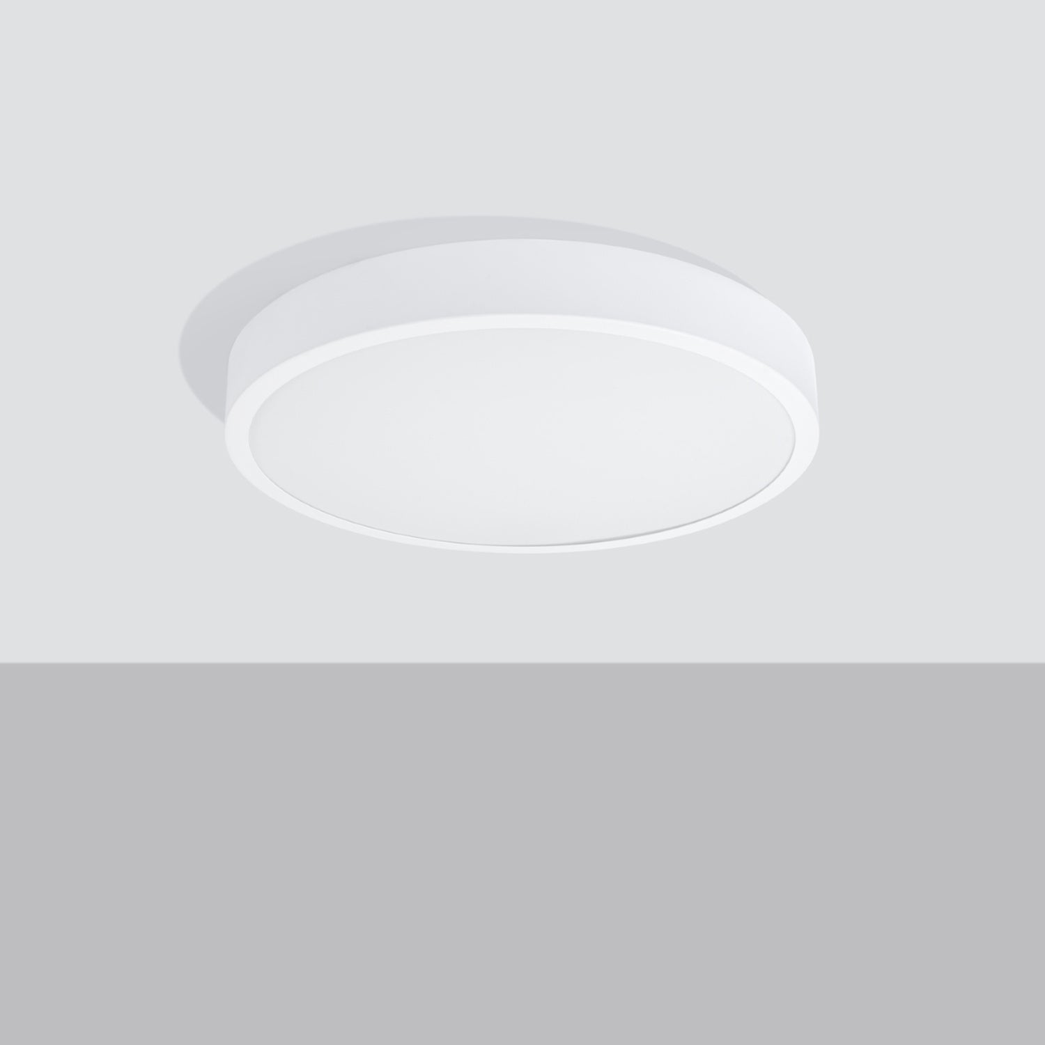 Plafonnier Onyx 50 LED rond aluminium blanc de profil, 6 cm d'épaisseur