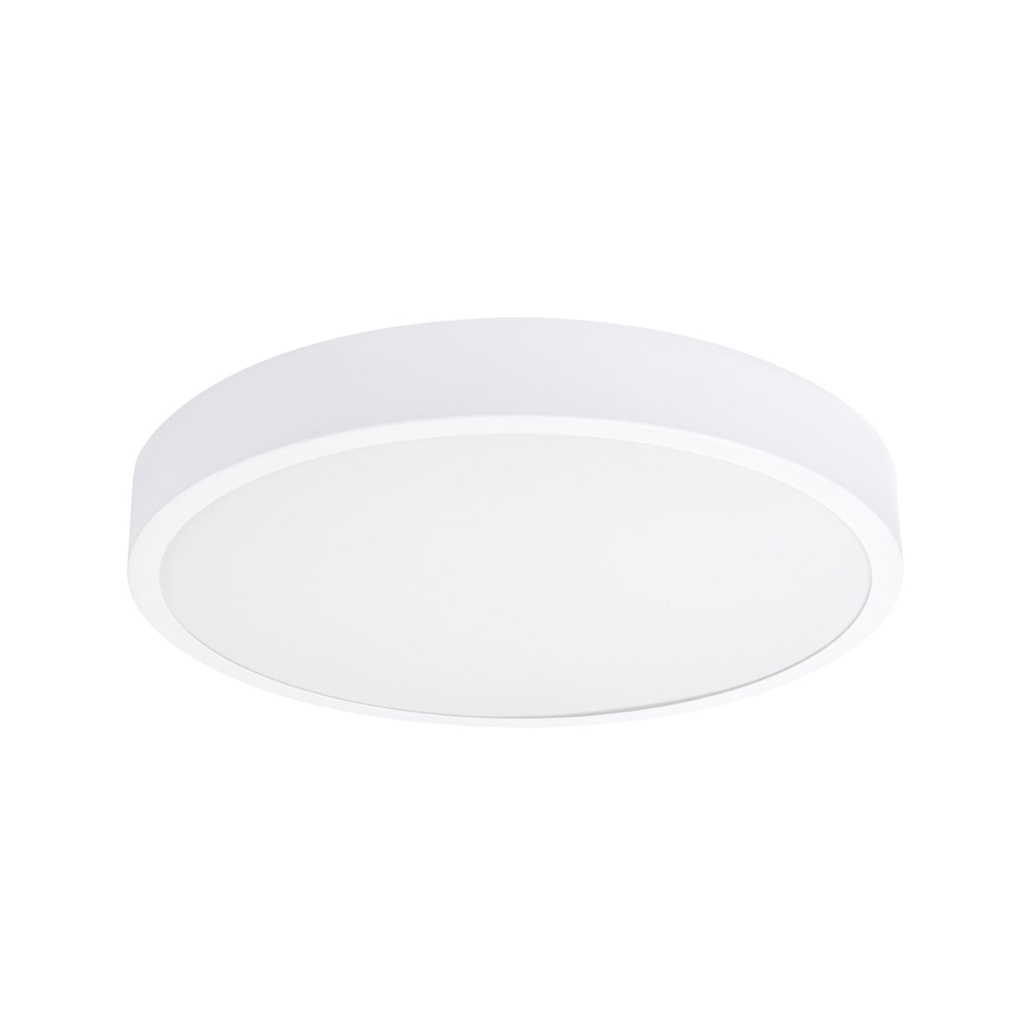 Plafonnier Onyx 50 LED rond aluminium blanc, plafonnier rond plat en aluminium blanc à face diffusante blanche