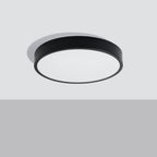 Plafonnier Onyx 50 LED rond aluminium noir de profil, 6 cm d'épaisseur