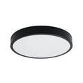 Plafonnier Onyx 50 LED rond aluminium noir, plafonnier rond plat en aluminium noir à face diffusante blanche
