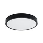 Plafonnier Onyx 50 LED rond aluminium noir, plafonnier rond plat en aluminium noir à face diffusante blanche