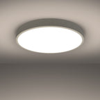 Plafonnier Onyx 60 LED rond aluminium blanc allumé, lumière diffuse homogène
