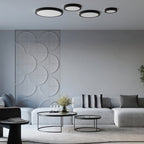 Plafonnier Onyx 60 LED rond aluminium blanc, ambiance contemporaine