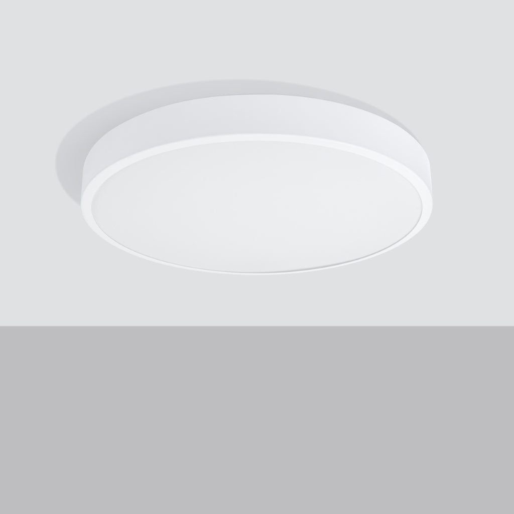 Plafonnier Onyx 60 LED rond aluminium blanc de profil, 6 cm d'épaisseur