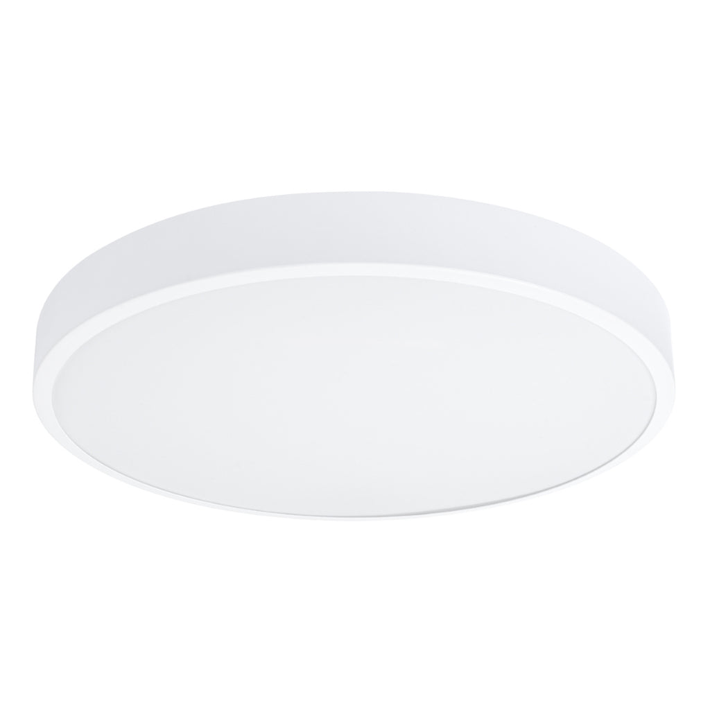 Plafonnier Onyx 60 LED rond aluminium blanc, plafonnier rond plat en aluminium blanc à face diffusante blanche