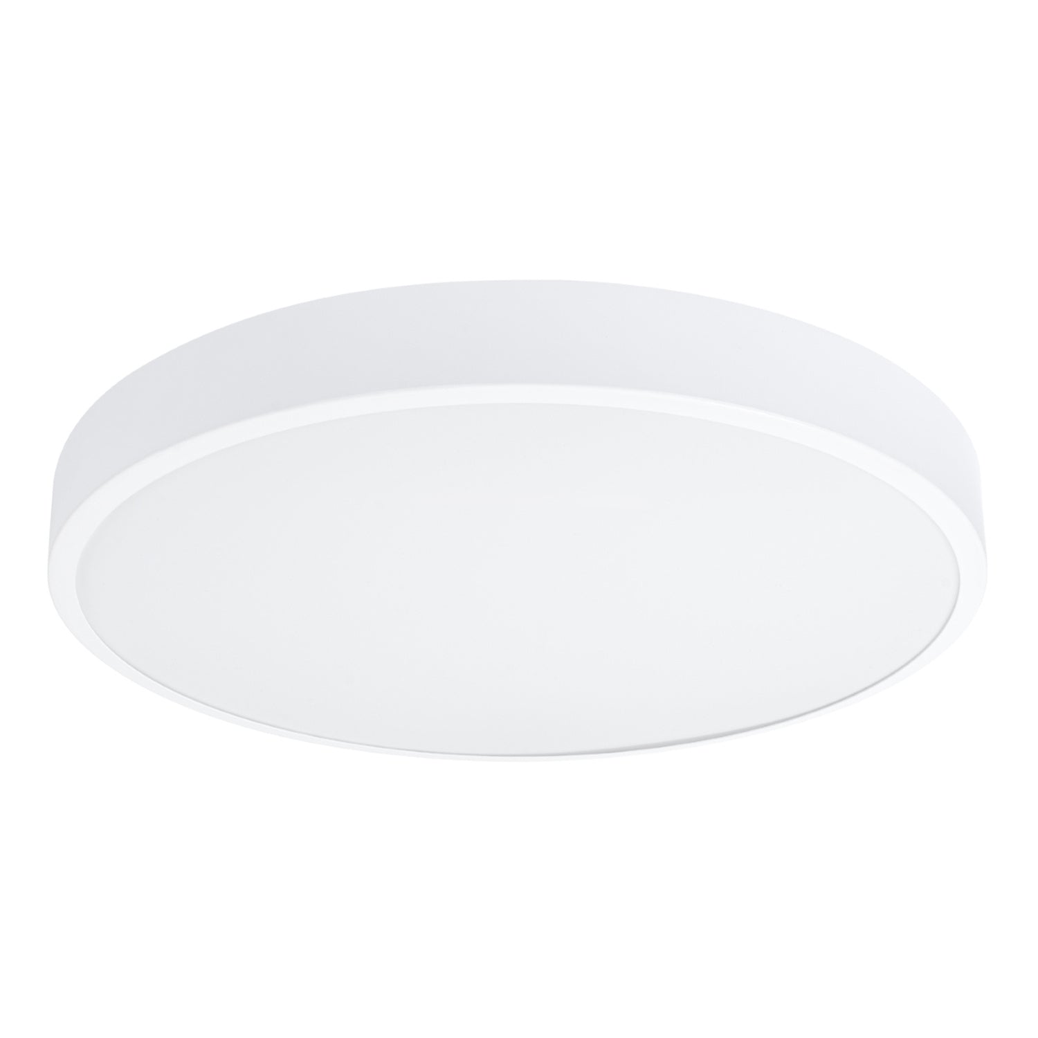 Plafonnier Onyx 60 LED rond aluminium blanc, plafonnier rond plat en aluminium blanc à face diffusante blanche