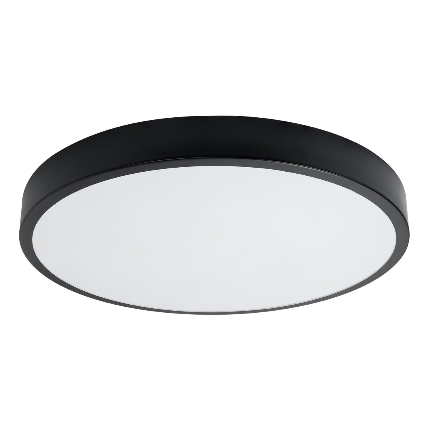 Plafonnier Onyx 60 LED rond aluminium noir, plafonnier rond plat en aluminium noir à face diffusante blanche