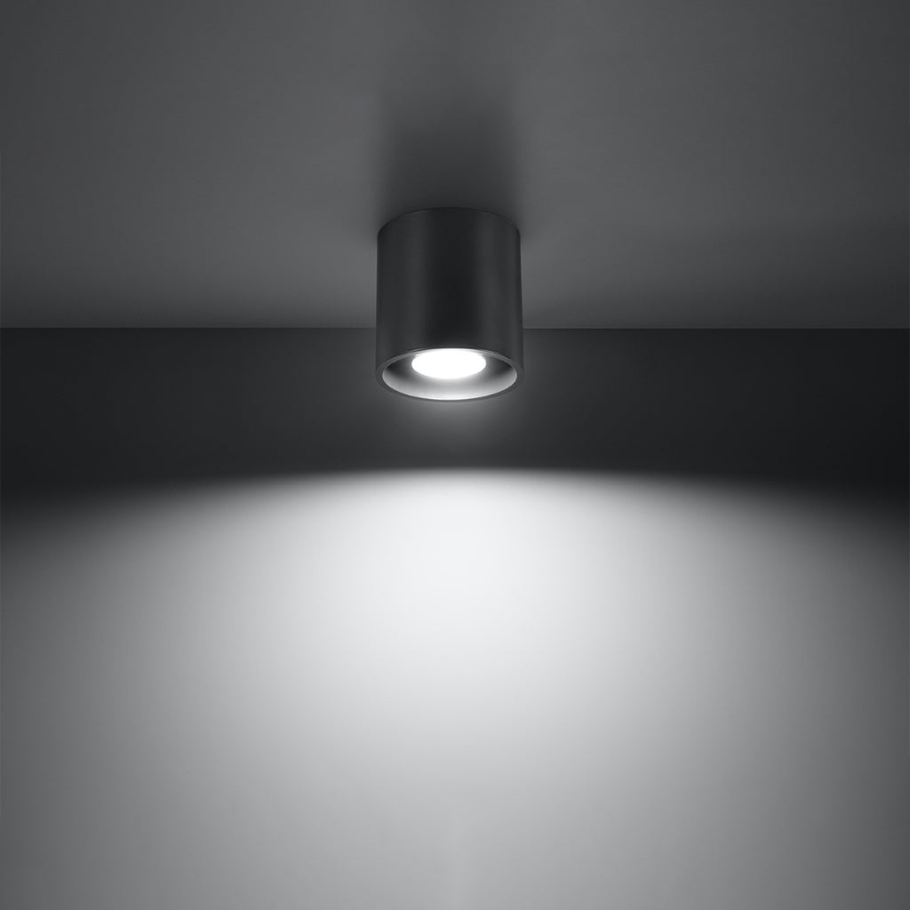Détail du plafonnier Orbis 1 anthracite avec sa source orientée vers le bas