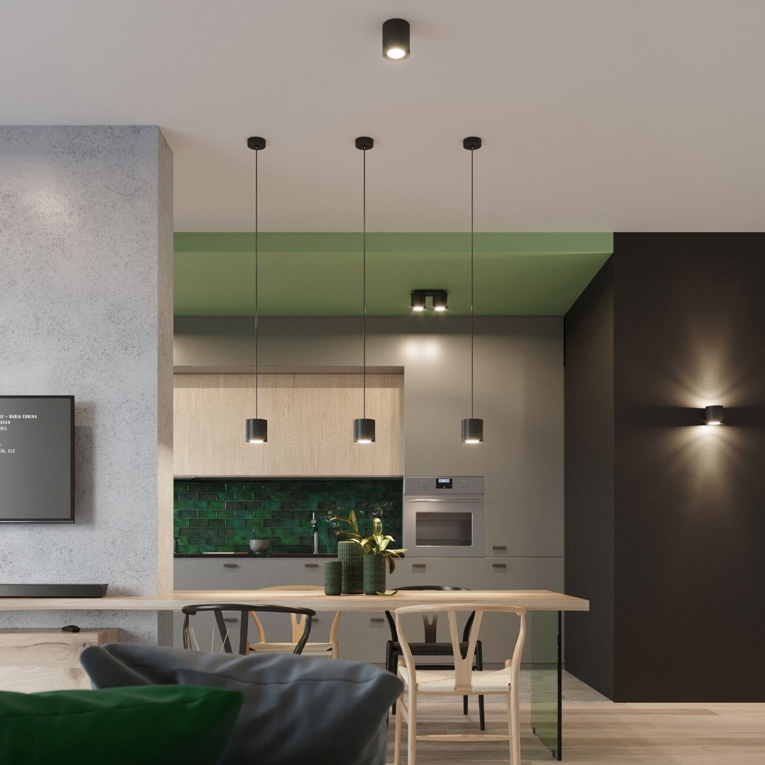 Plafonnier Orbis 1 aluminium noir vue en angle