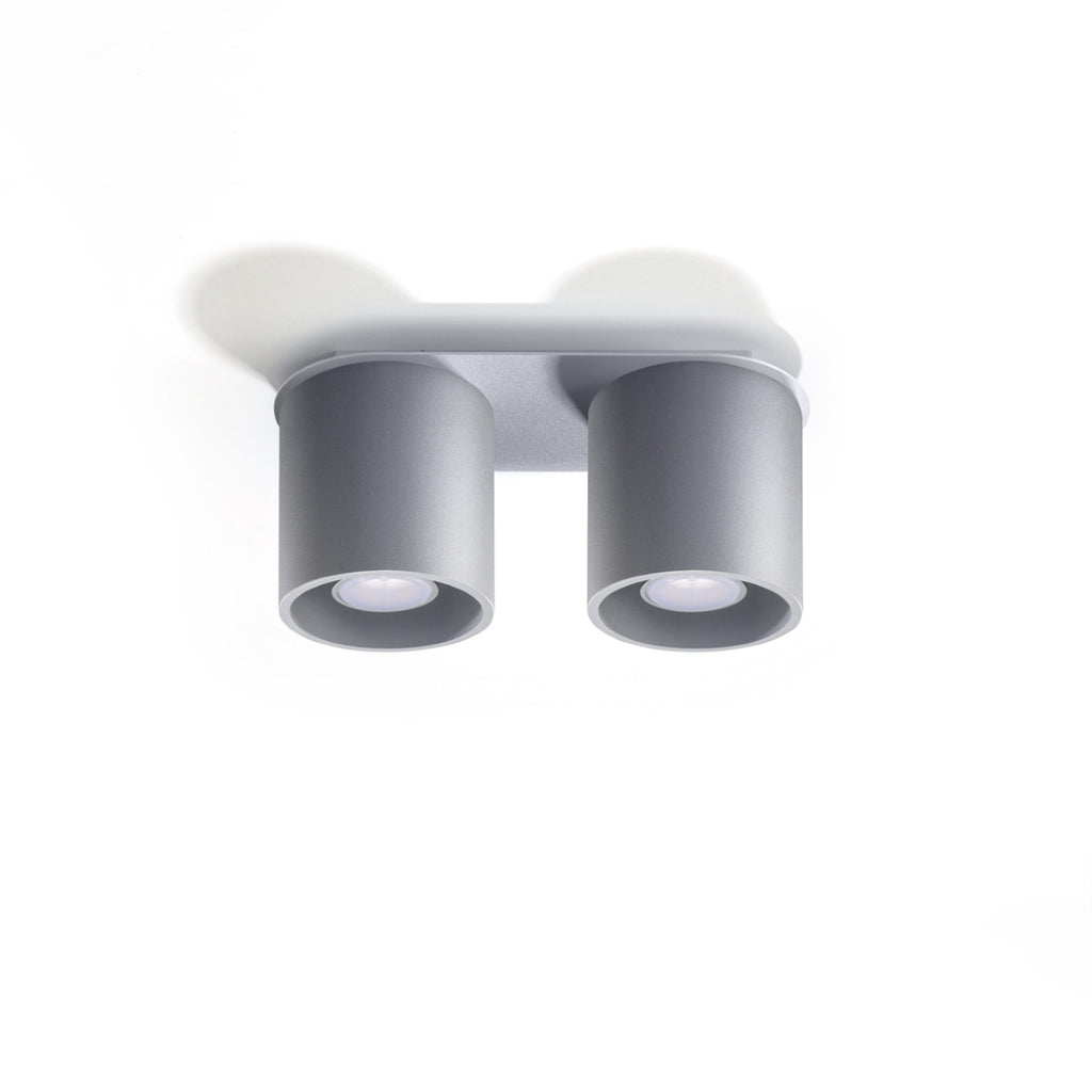 Plafonnier Orbis 2 aluminium gris vue de face
