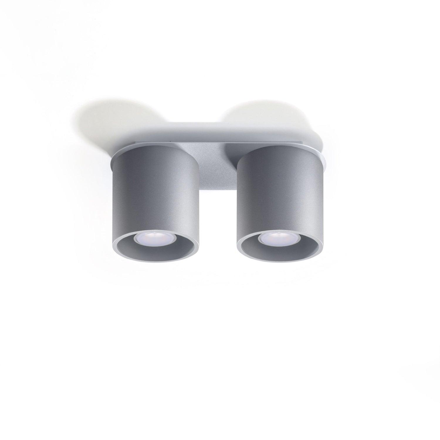 Plafonnier Orbis 2 aluminium gris vue de face