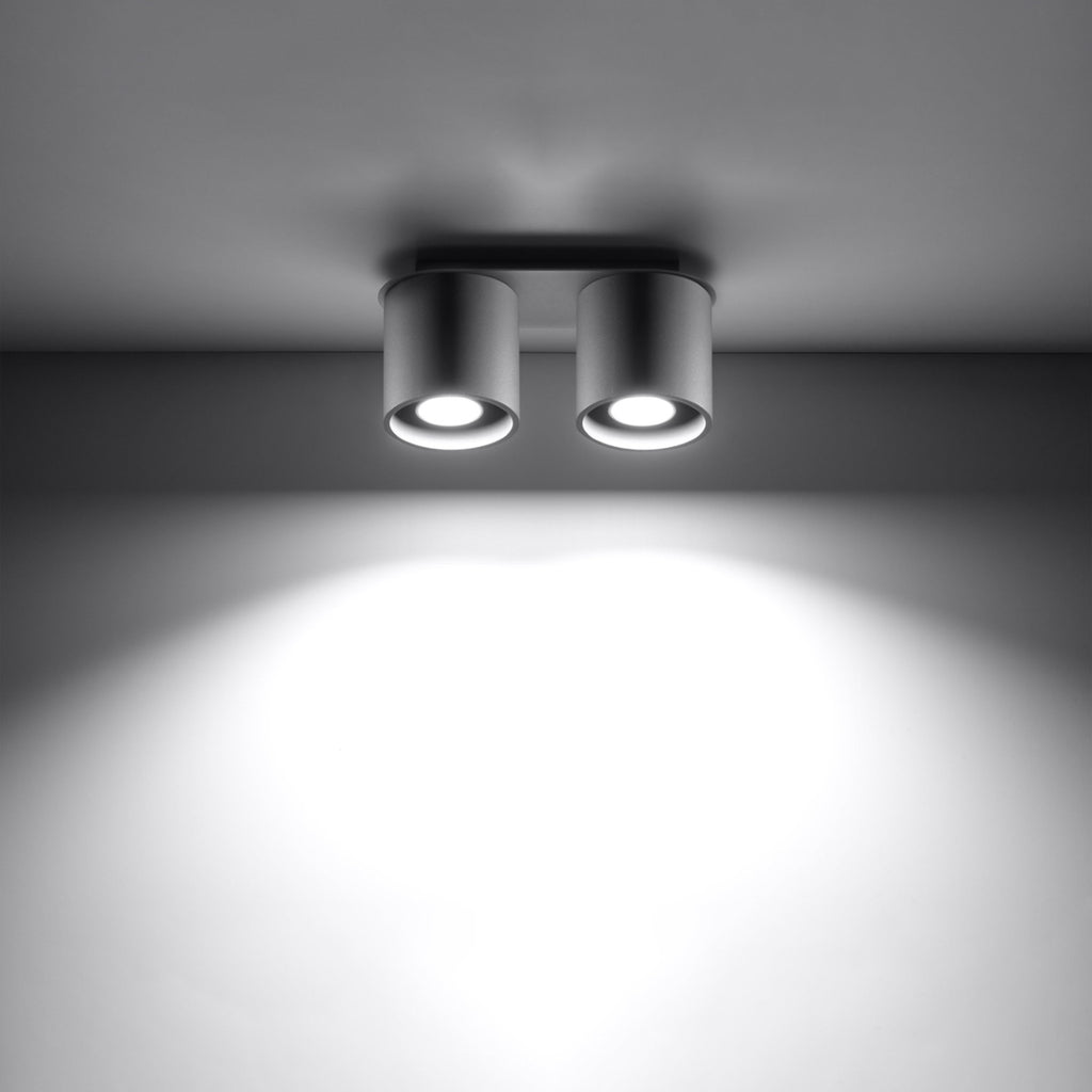 Plafonnier Orbis 2 aluminium gris vue de profil