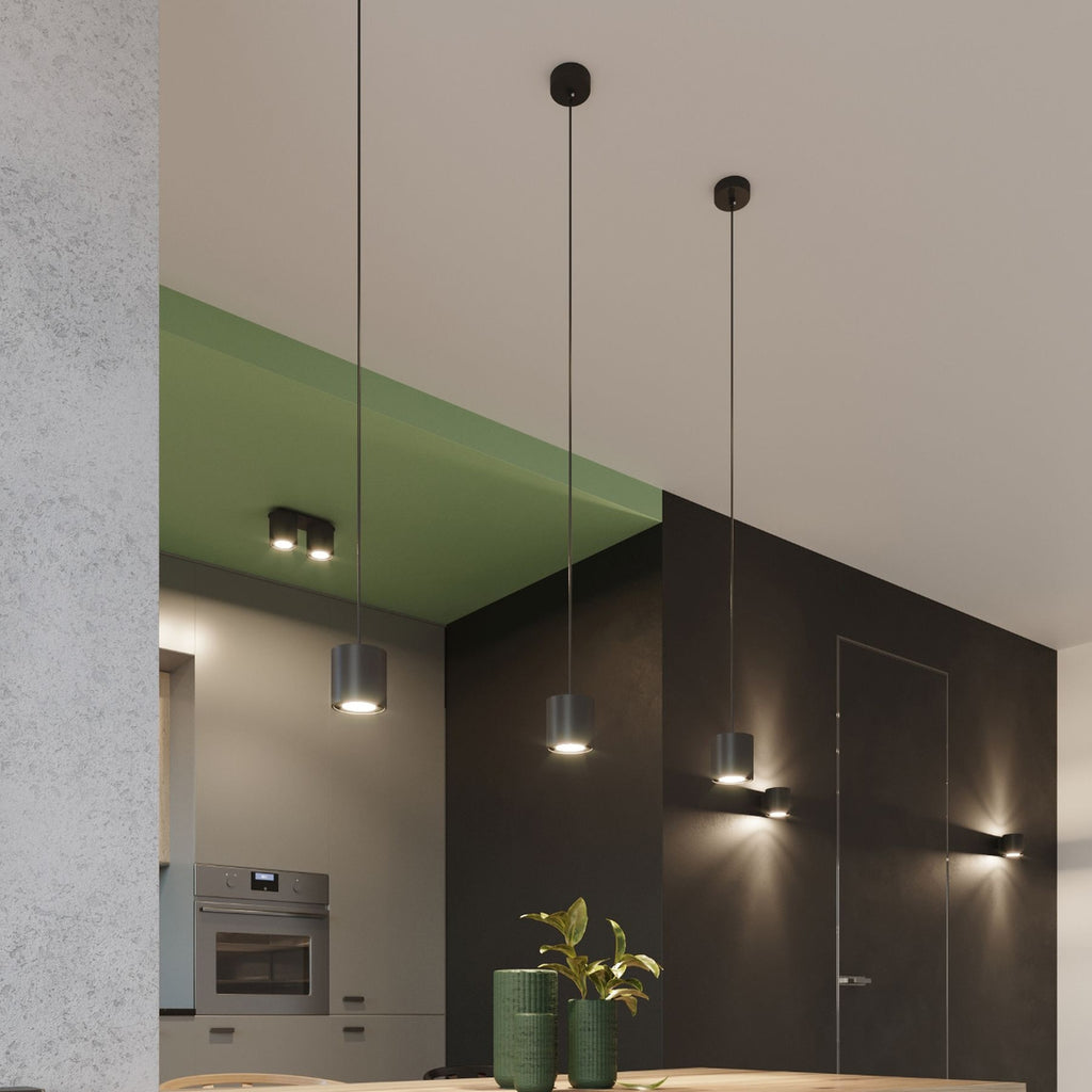 Plafonnier Orbis 2 aluminium noir détail de la lumière