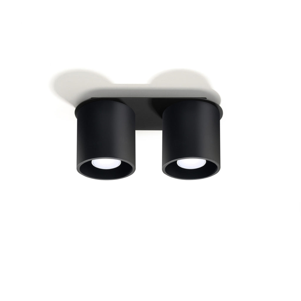 Plafonnier Orbis 2 aluminium noir vue de face