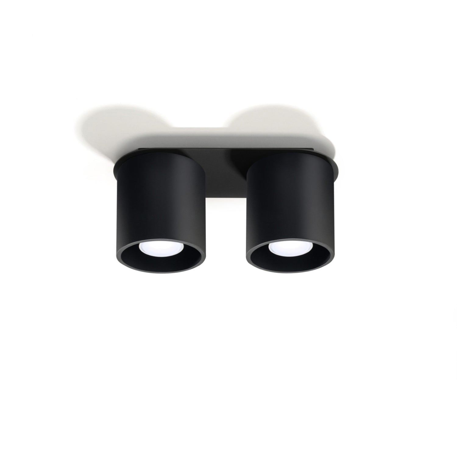 Plafonnier Orbis 2 aluminium noir vue de face