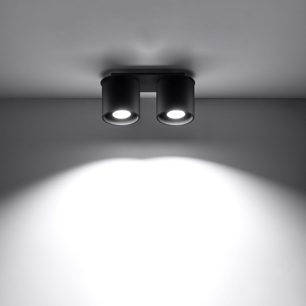 Plafonnier Orbis 2 aluminium noir vue de profil