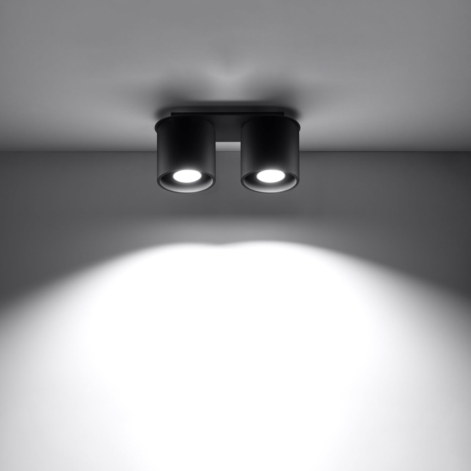 Plafonnier Orbis 2 aluminium noir vue de profil