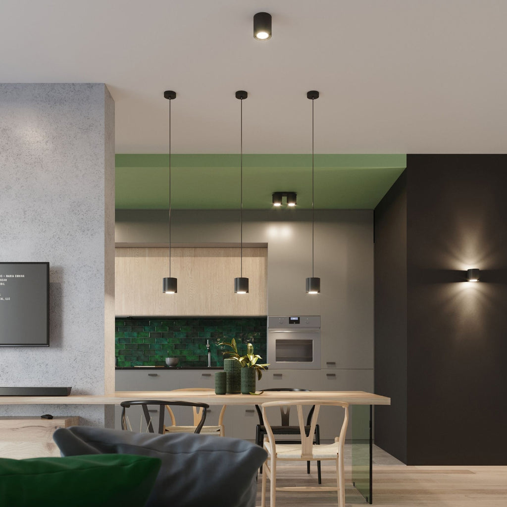 Plafonnier Orbis 2 aluminium noir vue en angle