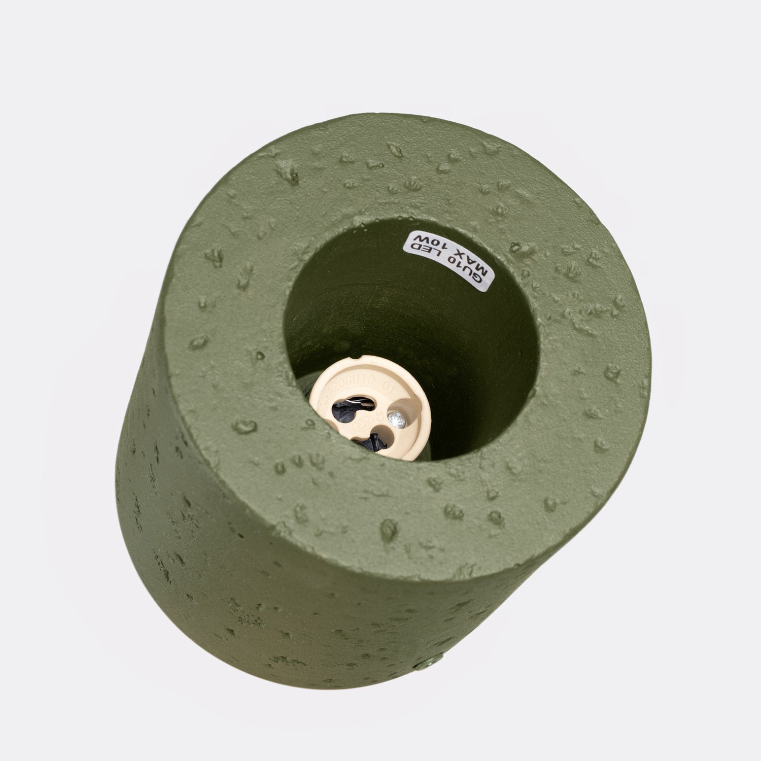 Plafonnier Orbis béton vert olive GU10, gros plan