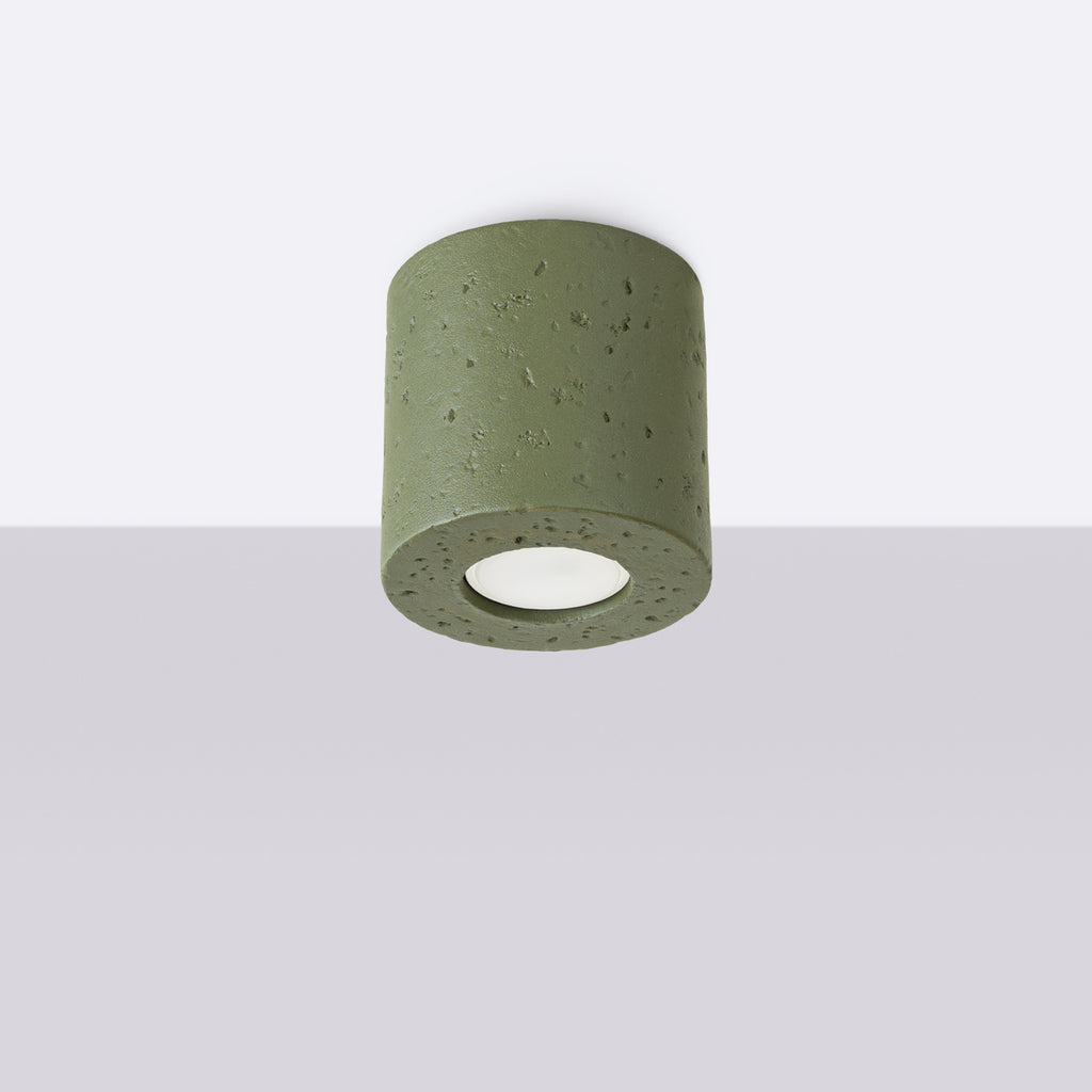 Plafonnier Orbis béton vert olive GU10, vue de profil